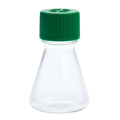 125ml erlenmeyer flask with vent cap and plain bottom petg rnase and dnase free individually wrapped sterile